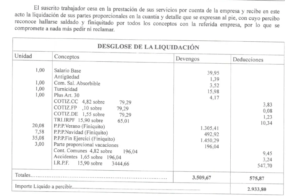 firmar finiquito no conforme se puede cobrar